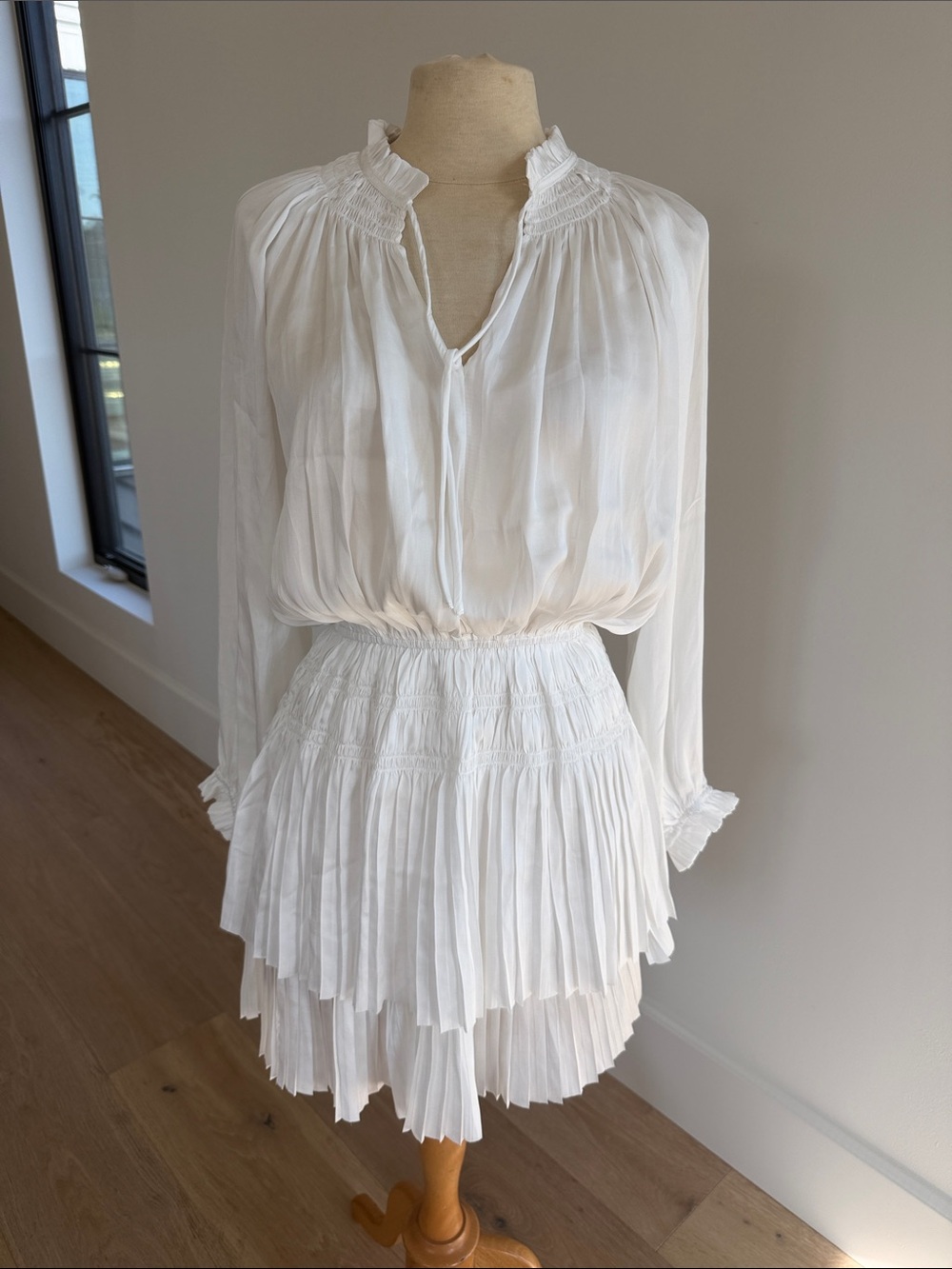 Womenβs White Tiered Pleated Skirt